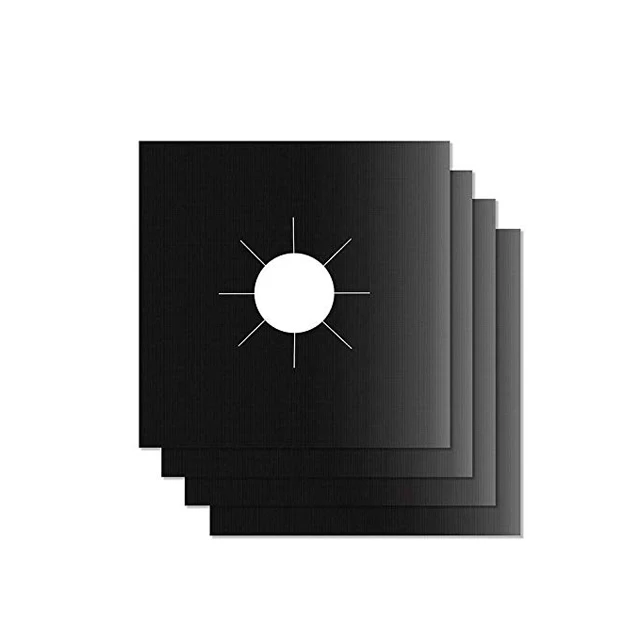 UPORS 4 шт многоразовые тефлоновые крышки для газовой плиты 27*27 см Защитная крышка для плиты антипригарная безопасная подкладка для посудомоечной машины - Цвет: Black