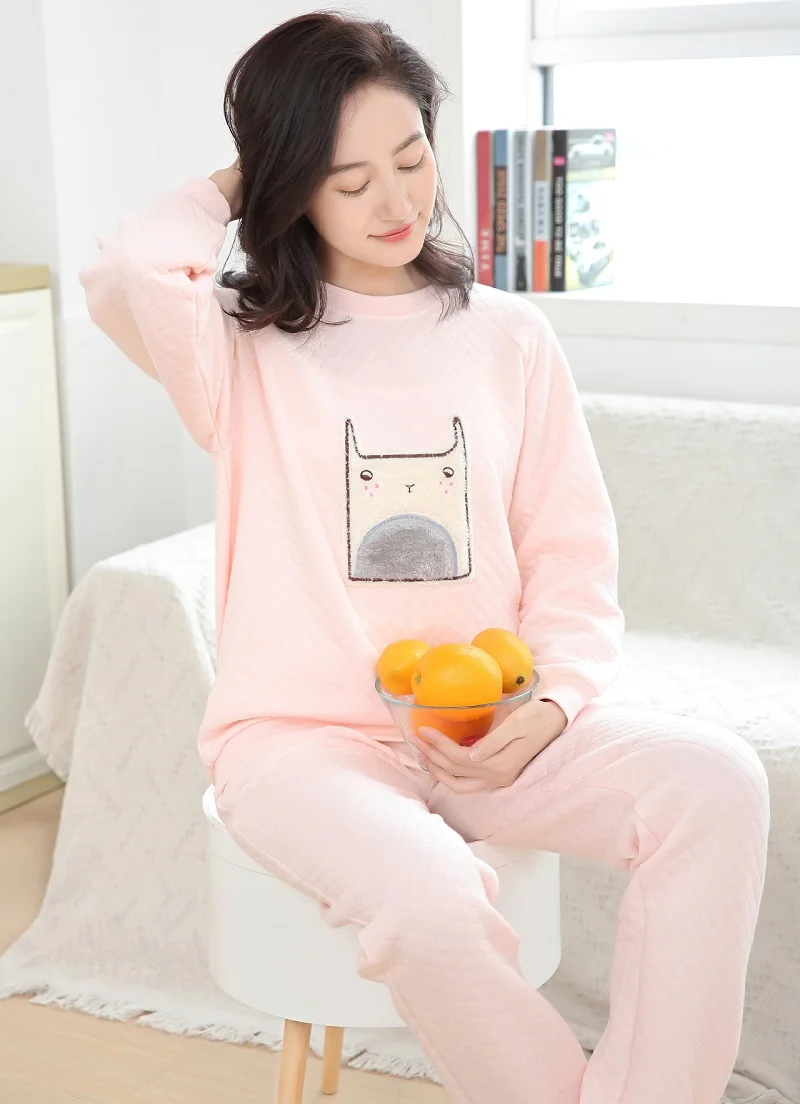 thick cotton winter pajamas sets pullover (1)