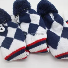 1, 3, 5, один комплект, новые чехлы с помпонами, вязаные носки, темно-синие Чехлы для гольф-клуба, головные уборы