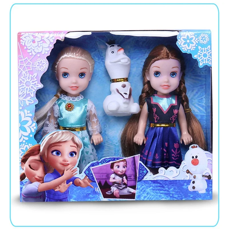 Disney Мультфильм Замороженные Принцесса Кукла Kawaii Эльза Анна фигурку модель игрушечные лошадки на день рождения рождественские подарки