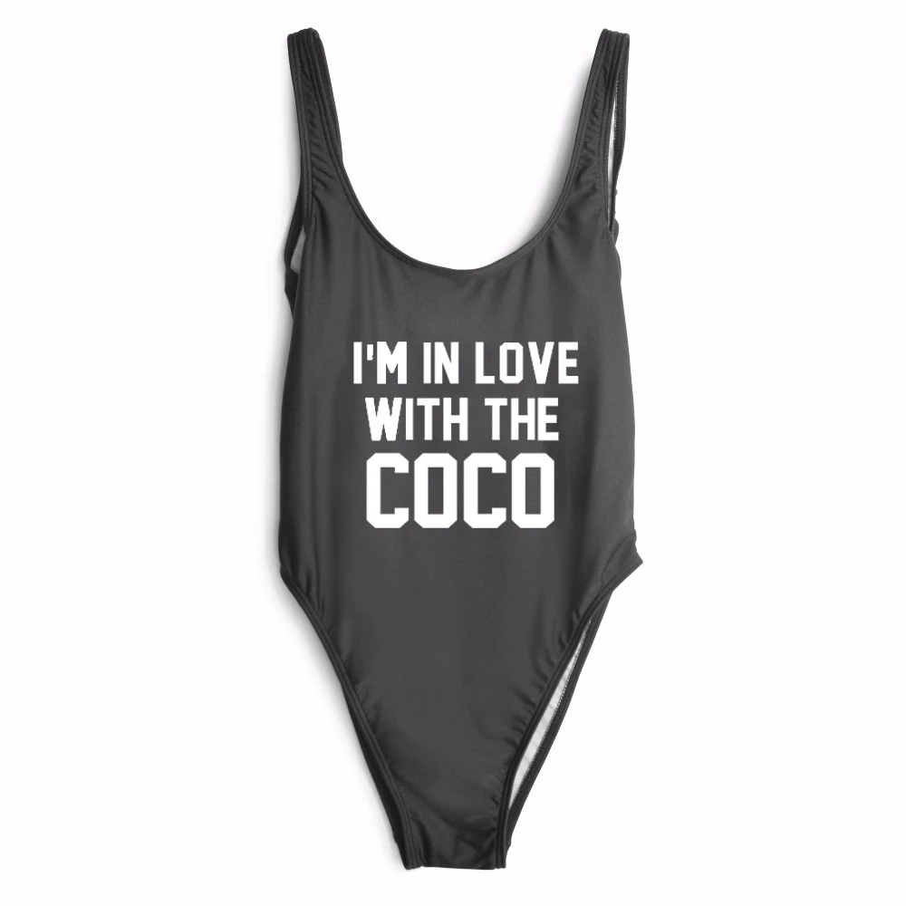 I'M IN LOVE WITH THE COCO swimwear high cut bathing suits one-piece bodysuit Jumpsuits Rompers beachwear women fashion | Женская