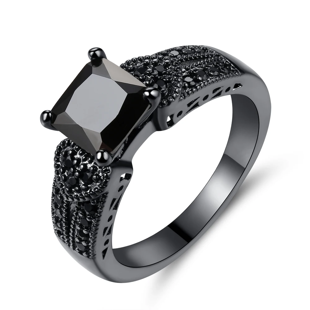 

charm black cubic zirconia ring personality black rhinestone ring men and women marriage engagement ring Valentine's Day gift
