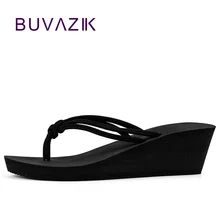 Повседневные Модные босоножки без застежки из искусственной кожи на резиновой подошве; пляжные вьетнамки на плоской танкетке; женские шлепанцы; коллекция года; Летний стиль