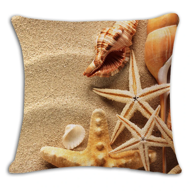 Sea Beach Cushion Cover Woven Linen Family Affection Sofa Car Seat Family Home Decorative Throw Pillow Case Housse De Coussin