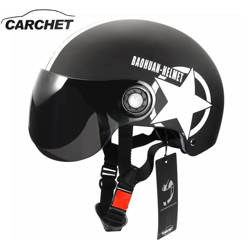 Prix pour Carchet moto casque demi face ouverte réglable taille protection gear tête casques unisexe étoile à cinq branches noir rouge date Prix pour Carchet moto casque demi face ouverte réglable taille protection gear tête casques unisexe étoile à cinq branches noir rouge date