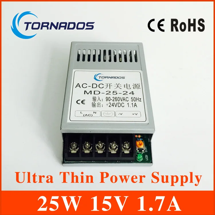 

25W 15V Ultra thin Single Output Switching power supply for LED Strip light power source MD-25-15 free shipping china post