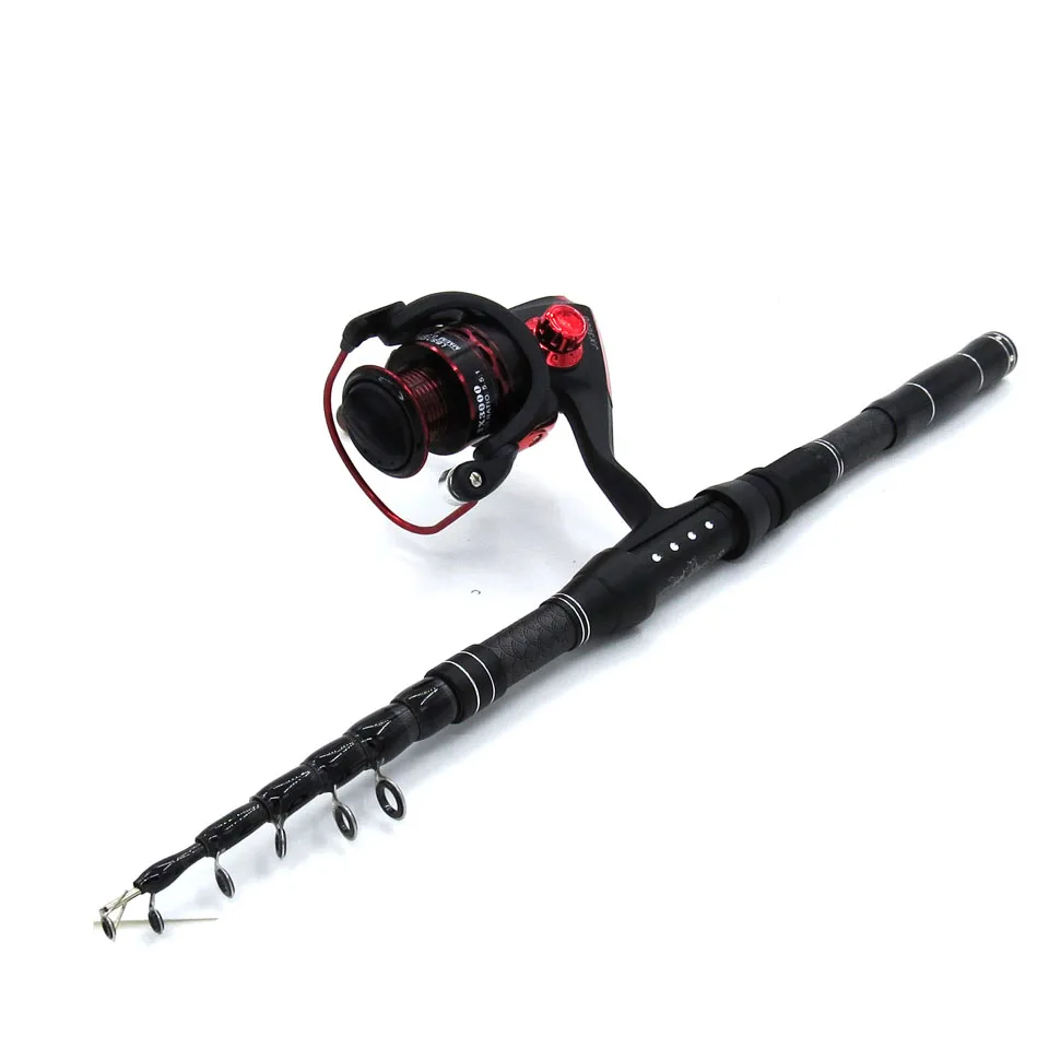 telescopic spinning fishing rod with reel 1.8-2.7m carbon rod combo ultralight travel stick set 12BB 5.5:1 spinning reel