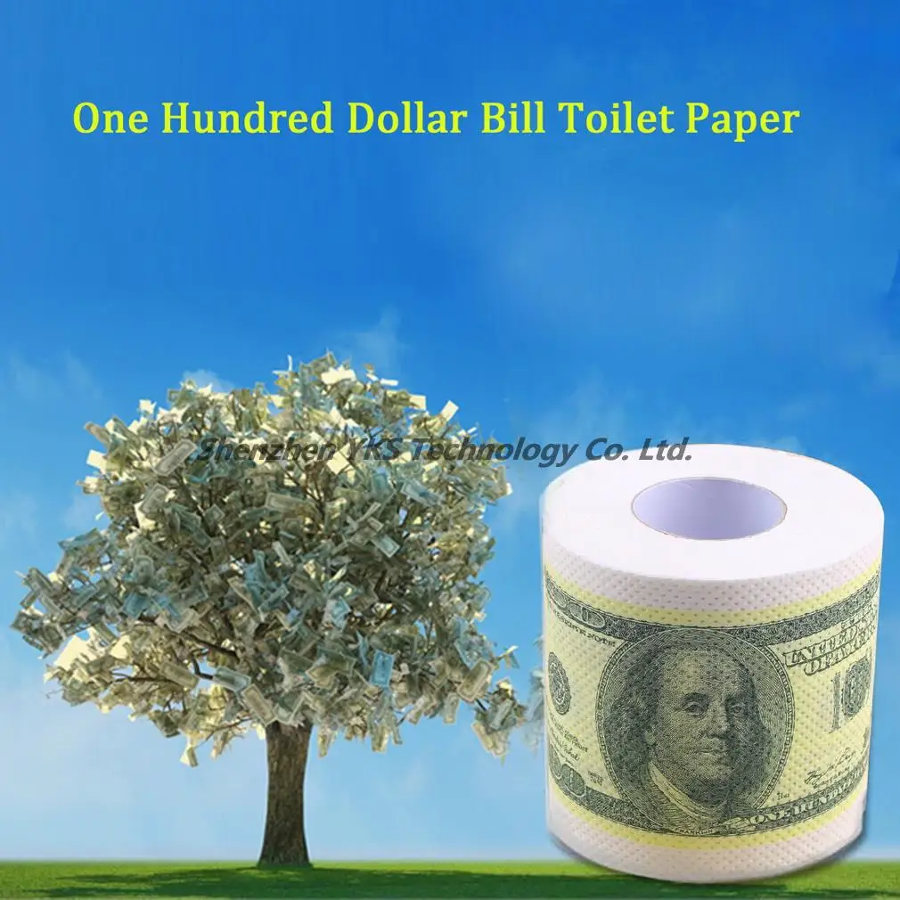 Мода Сто Dollar Bill Туалетная Бумага Новинка Fun $100 TP Денег Ролл Gag Подарок Красоты и Здоровья Санитарные бумаги