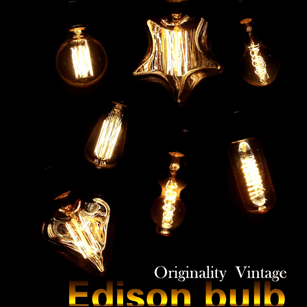 

Retro Edison Light Bulb E27 220V 40W A19 G80 G95 G125 ST58 ST64 T10 T45 Filament Vintage Ampoule Incandescent Bulb Edison Lamp
