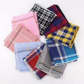 

100% Cotton Hankerchief Scarves Vintage Hankies Men's Pocket Square Handkerchiefs Striped Solid Snot Rag 22*22 cm