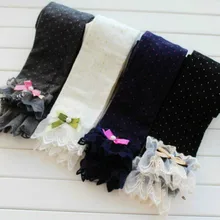 New Baby Girls Sweat Leggings for Kids 2-10 Years Children Pink Black Dot Ankle-length Lace Leggings Girls Pants for Spring 288B