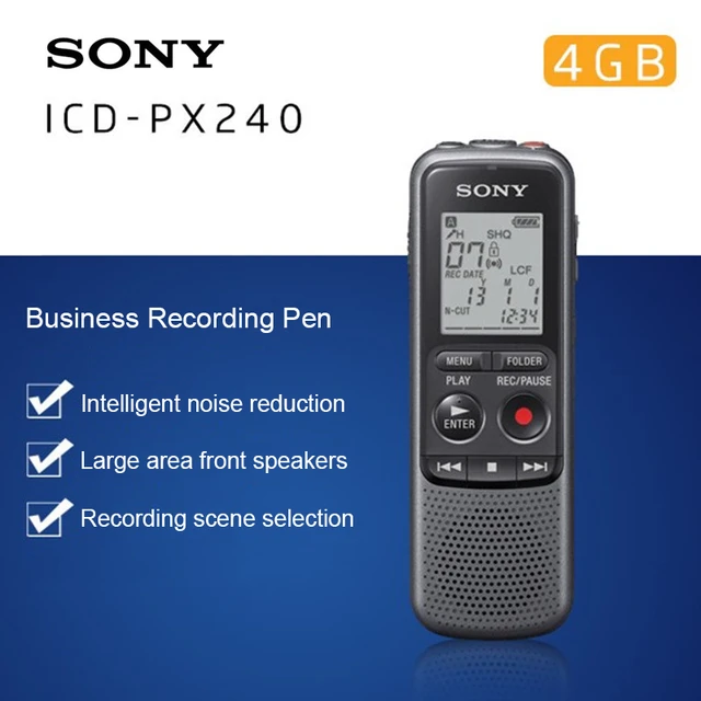 Enregistreur vocal numérique Sony ICD-PX240 4 Go avec microphone stéréo  intégré, port USB Dictaphone pour réunion d'affaires - AliExpress