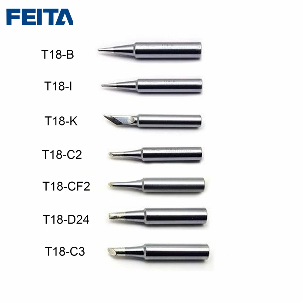 FEITA 10 шт./лот T18-B/I/2C/2CF/D24/K Железный кончик паяльника Hakko FX888/888D сварки биты паяльной станции Электронный "сделай сам" для телефона инструменты