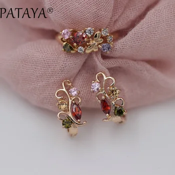 

PATAYA New Arrivals Multicolor Natural Zirconia Earrings Rings Sets Women 585 Rose Gold Wedding Party Luxury Jewelry Original