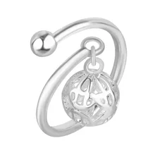 

Gulkina S925 Silver Ring Pierced Exquisite Ball Jewelry Style Openings Adjustable Sterling Silver Jewelry