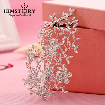 

HIMSTORY Exquisite Design Floral Branch Comb Austrian Crystal Hair Accessory Bridal Hairpin Wedding Hair Jewelry