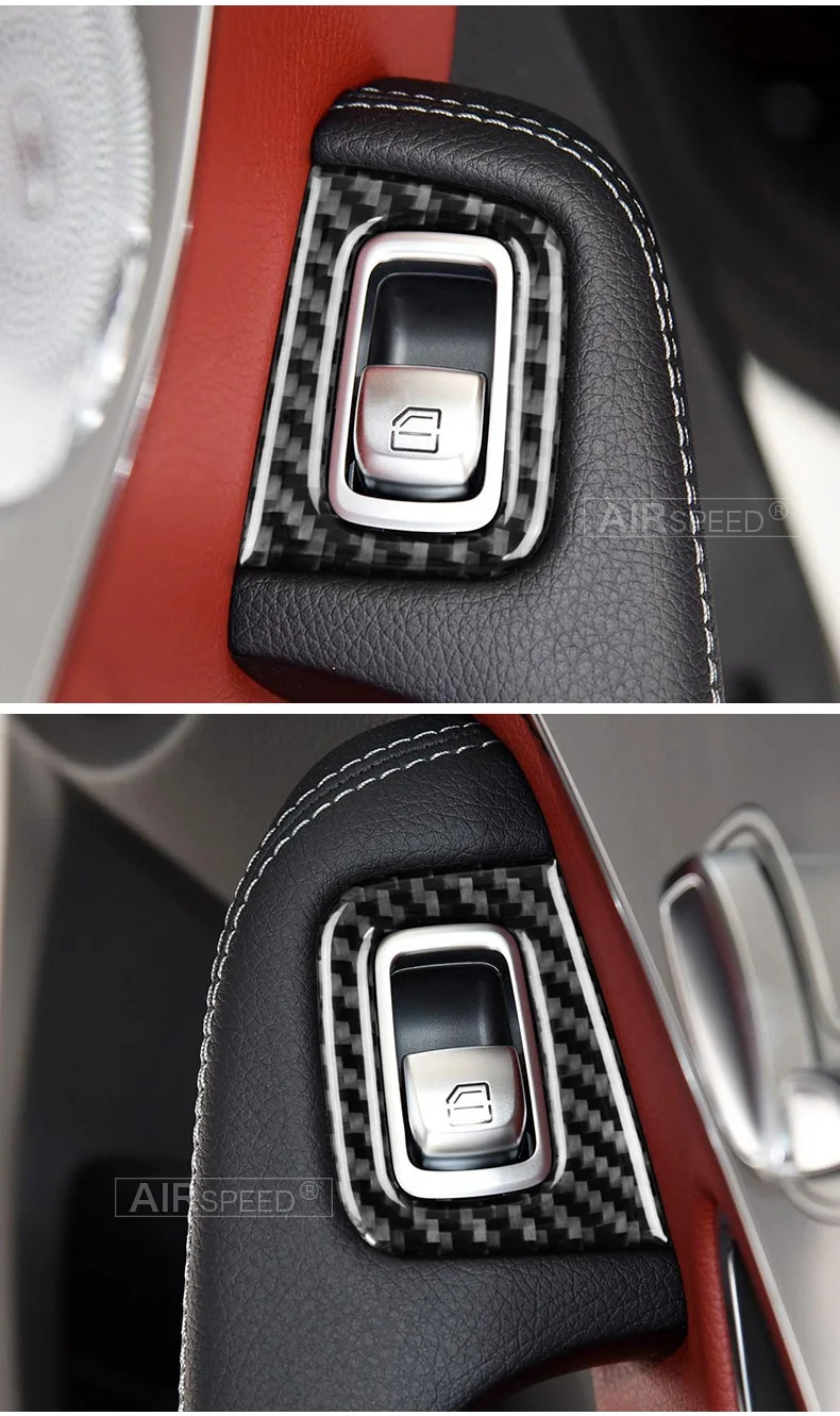 Mercedes Benz W205 C Class C180 C200 C300 GLC Accessories Carbon Fiber Car Interior Window Switch Panel Trim Covers (8)