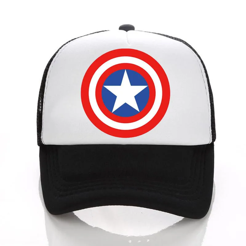 

Captain America Shield Logo Baseball Caps Mesh Cap Free Custom Design 100% Polyester Blank Hip Hop Hat For Men Women