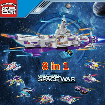 

Space Wars Series 8 in 1 Military Vehicle Battleship Car Helicopter Fighter Stacking Blocks DIY Bricks