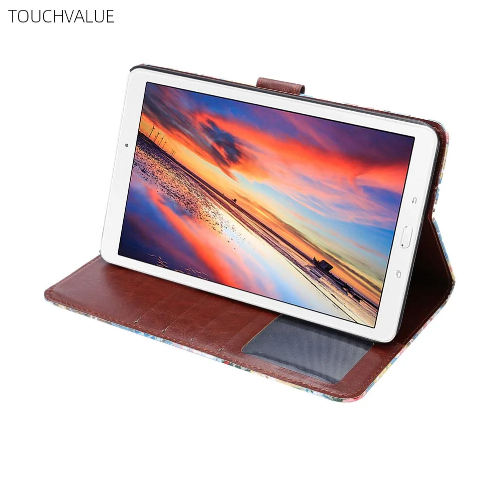 

Women Print Case For Samsung Galaxy Tab E T377 Coque Flip Cover For Samsung Tab T377 Funda with Stand Card Slots Function