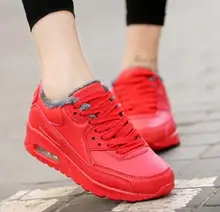 Hot Winter Men Casual Shoes Sport Jogging Air PU Leather Walking Shoes Unisex Trainers Warm Fur Plush Boots Superstar Red