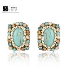 Oshuer ручной Винтаж Ретро Кристалл Серьги-гвоздики для Для женщин дамы 2 цвета доступны