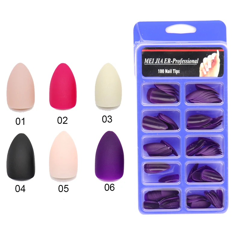 

100pc Press on Nails Matte Fake Nails Stiletto Full Cover Rose Purple Nude Color Artificial Nail Tips Acrylic Manicure Fake Nail
