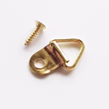 Suporte de ganchos de espelho, ganchos de armação triangular dourado com anel d, pintura a óleo, pintura com 100 parafusos 10x20mm com 100 peças