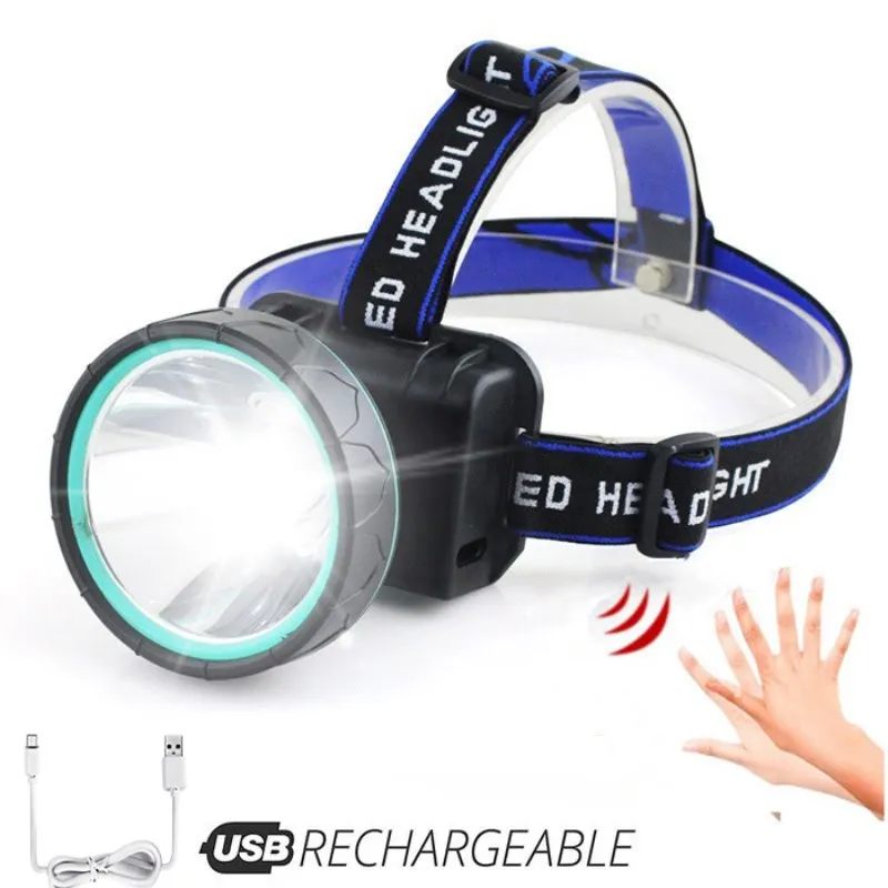 

LED Headlamp 2 Modes Sensor Headlight Micro USB Rechargeable Built-in Head Torch Camping Hunting Fishing Waterproof Flashlight