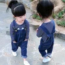 Детские джинсовые комбинезоны; Новинка года; сезон весна-осень; детские брюки; детская одежда