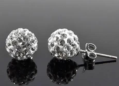 

Can Mix Color!DHL Free 10mm new crystal Stud Earrings Micro Pave Disco Ball Clay crystal Earring Studs hot earrings