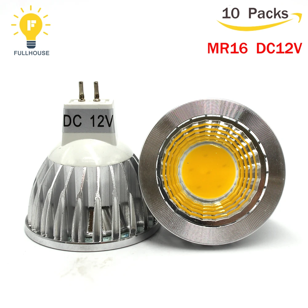 10 шт./лот Led MR16 DC 12 В 9 Вт 12 Вт 15 Вт Диммируемый Cob прожектор теплый белый/холодный белый MR 16 лампа