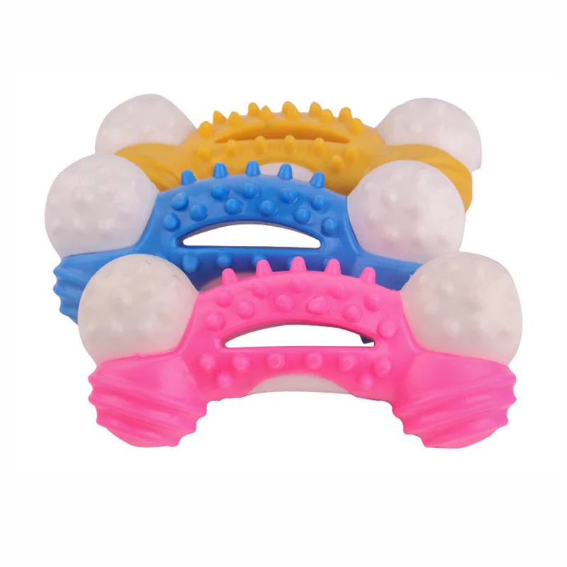 

Dog Chew Bone Toy Softy TPR Bite Resistant Durable Pet Toy Tough Rubber Non-Toxic Tooth Cleaning Toy Dog Chewer Play Interactive