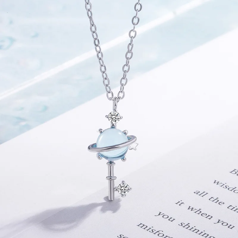 KingDeng Новый Ожерелье Boho Медные Женские Цепные Ожерелья Романтическая Голубая