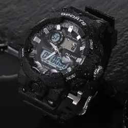 2017 новое поступление мужчины люксовый бренд Многофункциональный цифровой спортивные часы 50 м Водонепроницаемый Dual Time унисекс СИД подарок