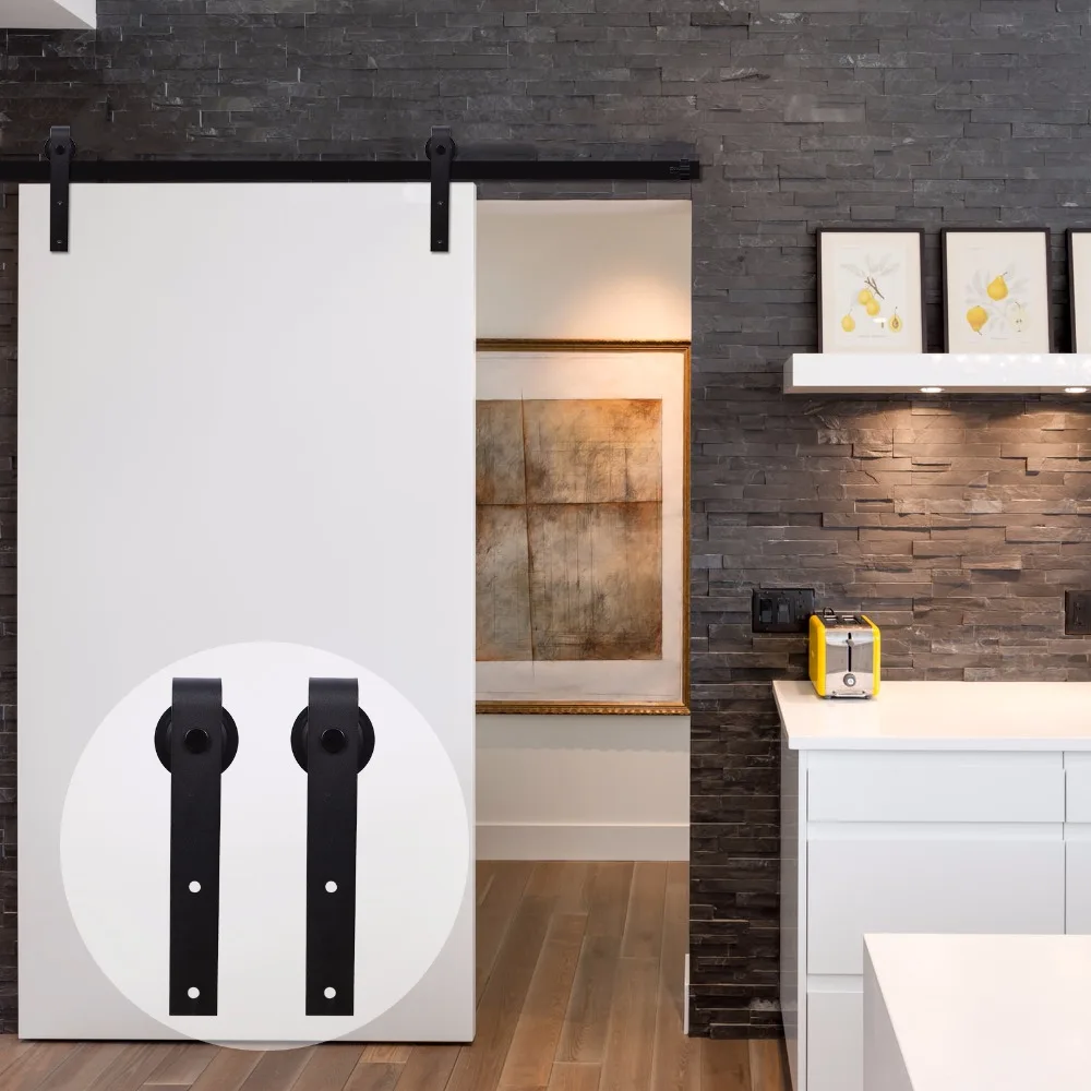 LWZH 16FT 18FT 20FT Black Country Style Steel Sliding Barn Door Hardware Sliding font b Closet