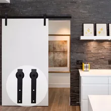 LWZH 16FT/18FT/20FT Black Country Style Steel Sliding Barn Door Hardware Sliding Closet Hardware Kit for Single Door