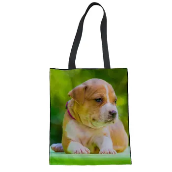 

American Staffordshire Terrier Dog Lover Women Canvas Handbag Fashion Teenger Girls Shopping Totes Bags Female Travel Bags