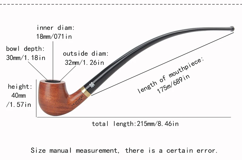 RU-MUXIANG, курительная трубка из дерева kevazingo с длинным стволом, 3 мм, фильтр, деревянная курительная трубка, акриловый мундштук