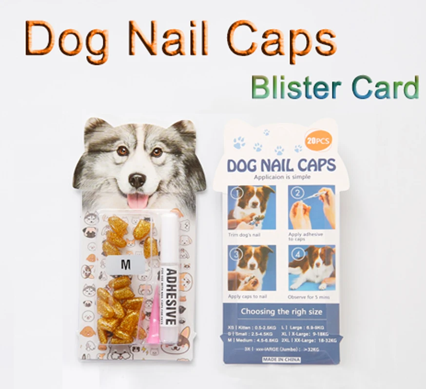 Buy 20pcs/lot New Fashion Blister Card Dog Nail Caps