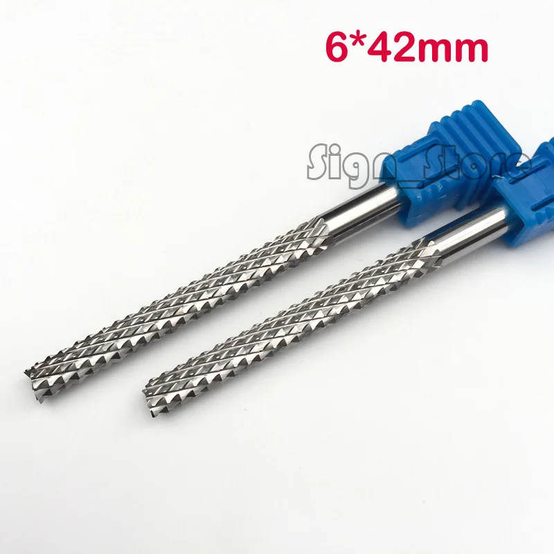 

2pcs 6*42mm Corn Teeth End Mill, Milling Cutter CNC Router Bits Tools PCB, Printed Circuit Board Cutter on HDF,Fiber Glass Wood