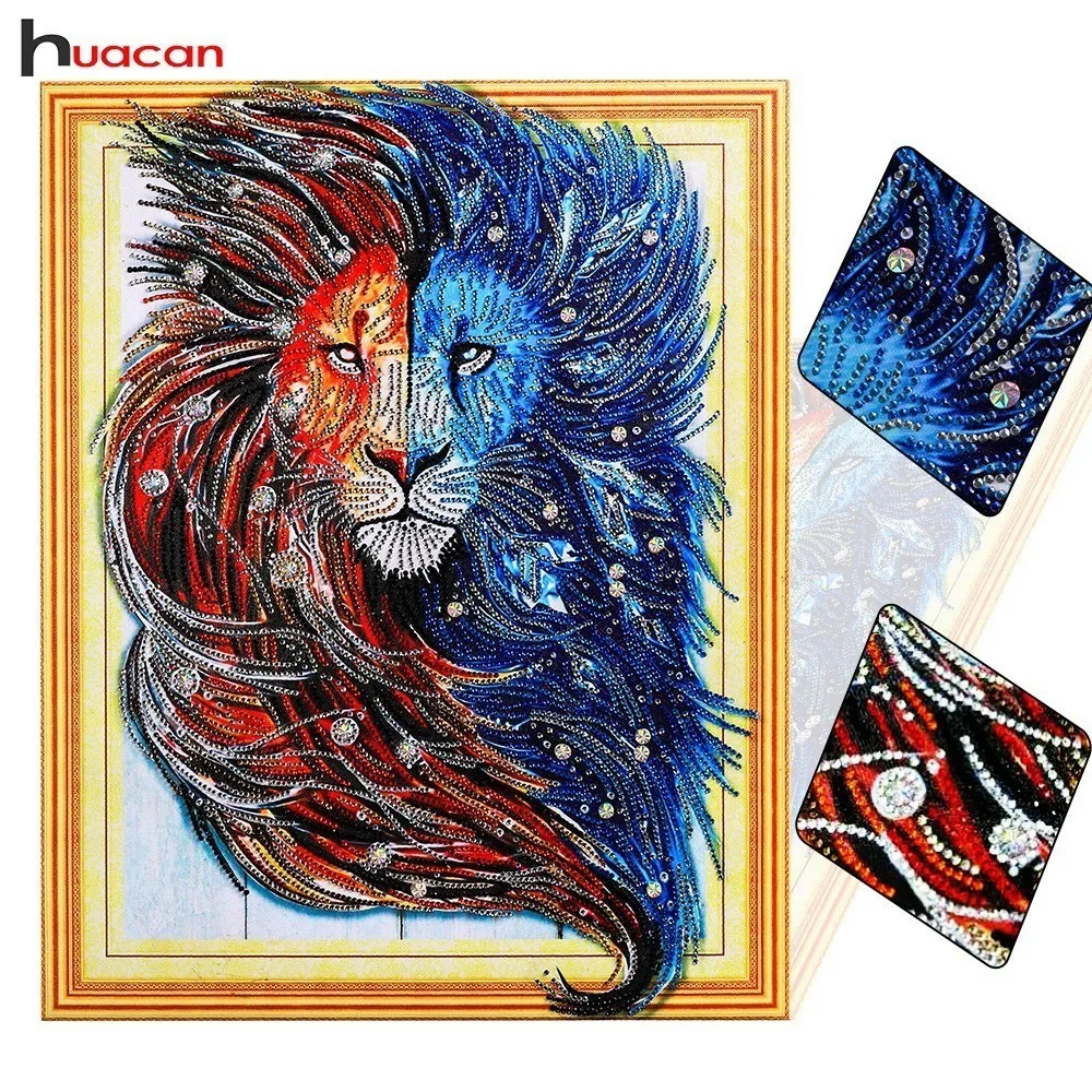 

Huacan Special Shaped Diamond Mosaic Sale Lion Diamond Painting Animal Picture Of Rhinestones 5D DIY Diamonds Embroidery 40x50cm