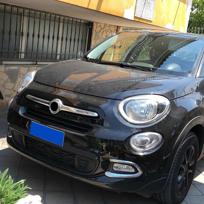 For FIAT 500X 2015 2016 2017 2018 Exterior Chrome Front Fog Light font b Lamp b