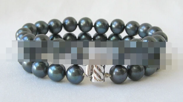 

FREE SHIPPING>>>@@ > 00876 natural black round freshwater pearl bracelet