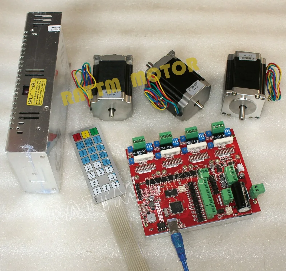 CNC Kit 4 Axis USB Mach3 controller driver board Nema23 stepper motor Dual shaft 270oz in