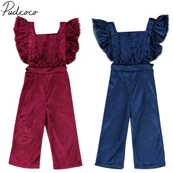 

2018 Brand New Toddler Infant Child Kids Girls Velvet Bib Romper Backless Jumpsuit Ruffled Outfits Overall Pants Clothes 1-6T