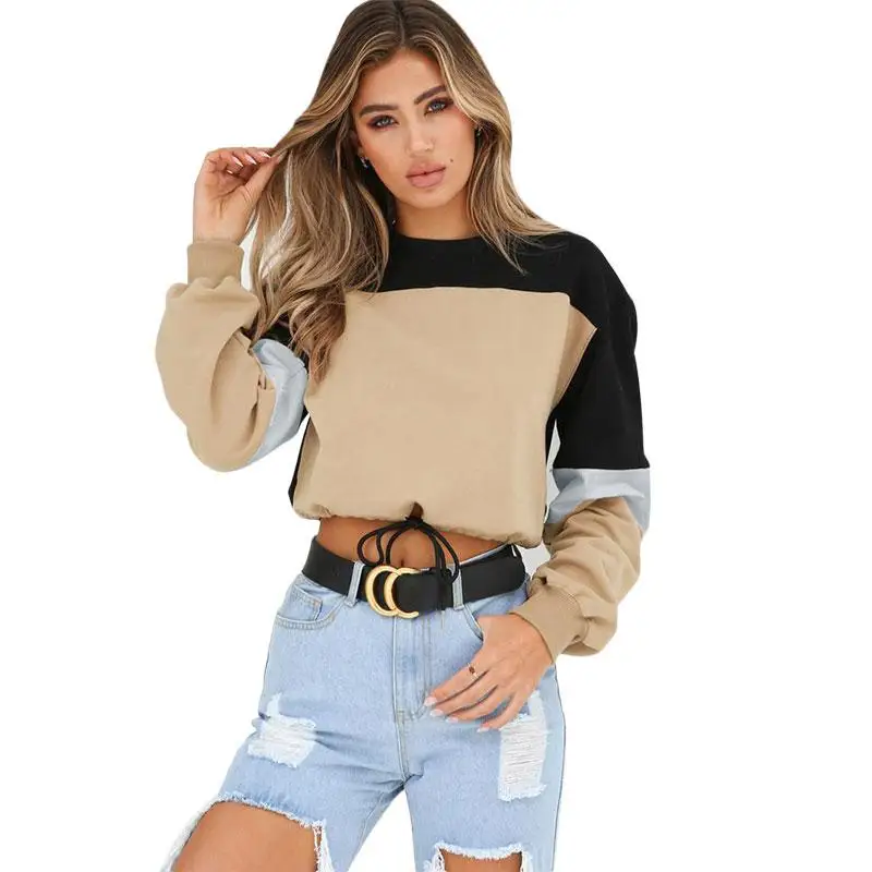 Women Sweatshirts Hoodies Casual Patchwork 2018 Autumn