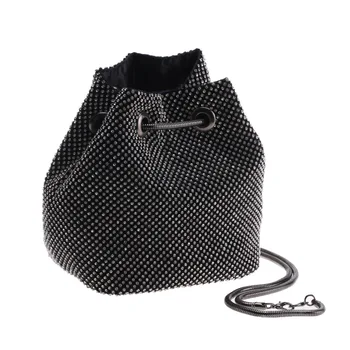 

Shiny Rhinestone Bucket Bag Female Mini Cross Body Chain Shoulder Bags Fashion Banquet Evening Bag ins Hot Totes Bags