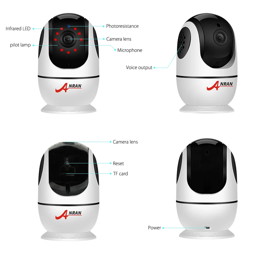 ANRAN 1080P IP камера беспроводная домашняя камера безопасности двухсторонняя аудио камера видеонаблюдения Wifi камера ночного видения CCTV IPC360