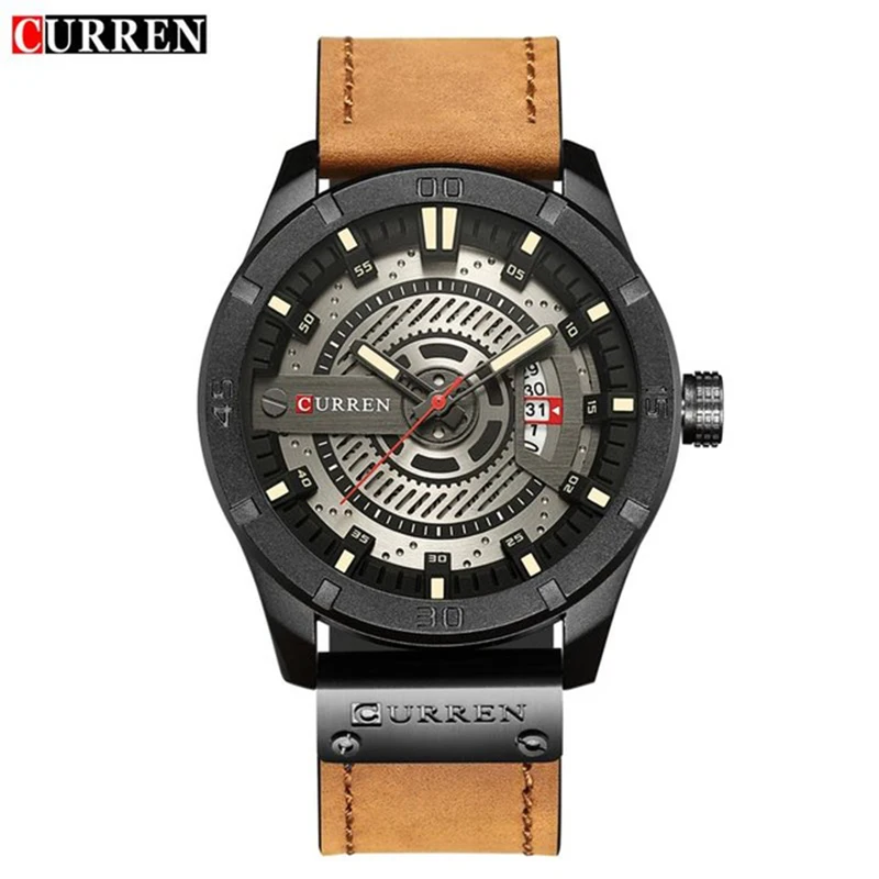 

CURREN 8301 Top Brand Luxury Watch Men Date Display Leather Creative Quartz Wrist Watches Analog Male Clock Relogio Masculino